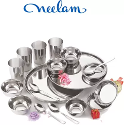 Picture of NEELAM Pack of 24 Stainless Steel Premium Dinner Set (Silver)